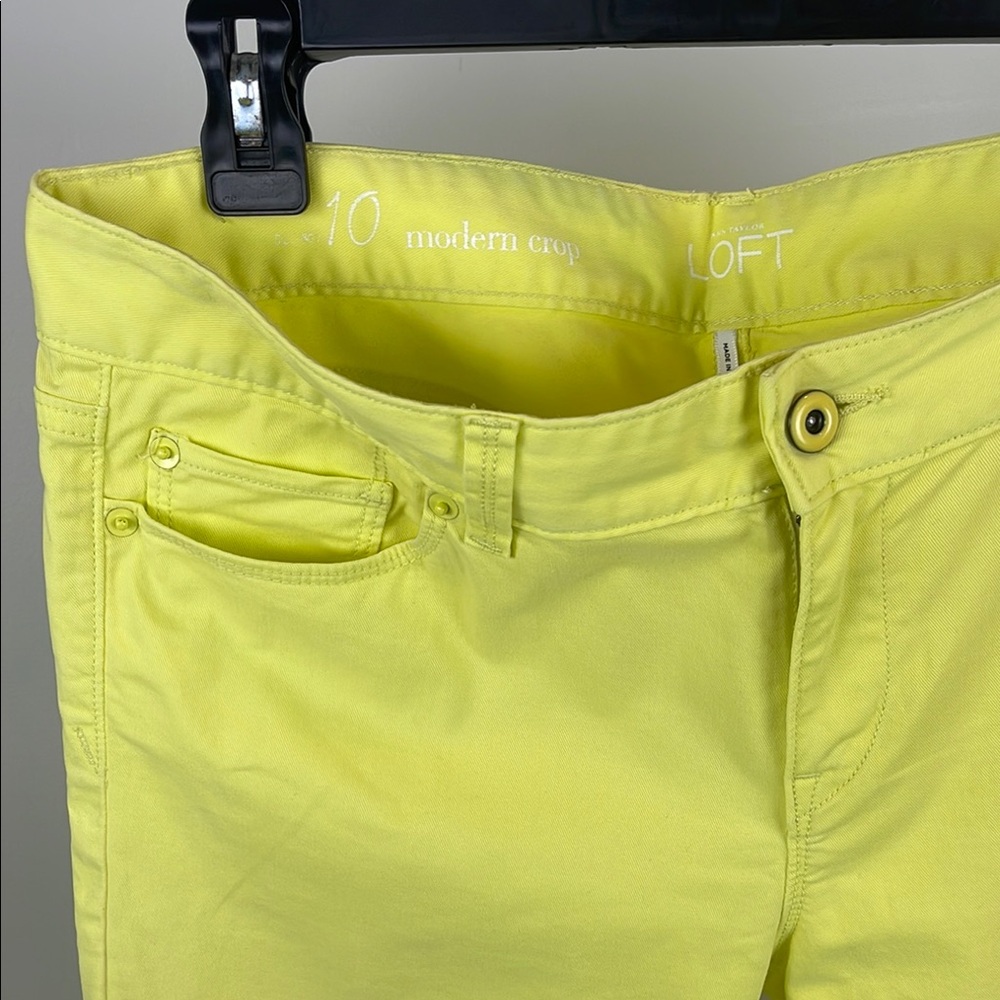 Ann Taylor Loft Bright Yellow Modern Crop Pants Ladies Size 10 - Picture 3 of 7